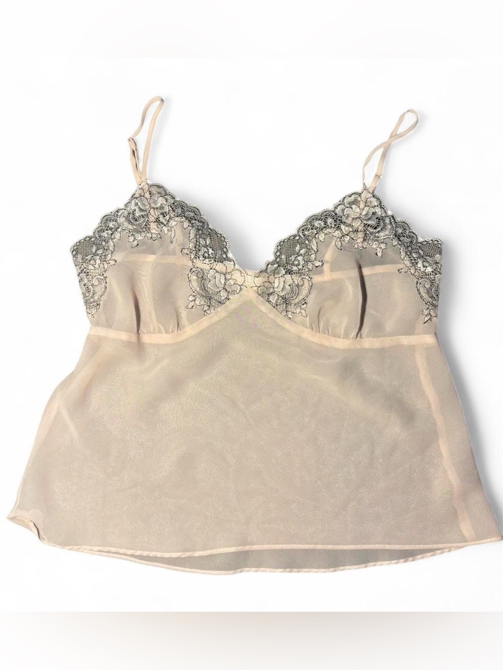 Sheer Lace Trim Cami Top